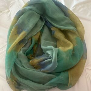 Green and Yellow Tie-Dye Scarf